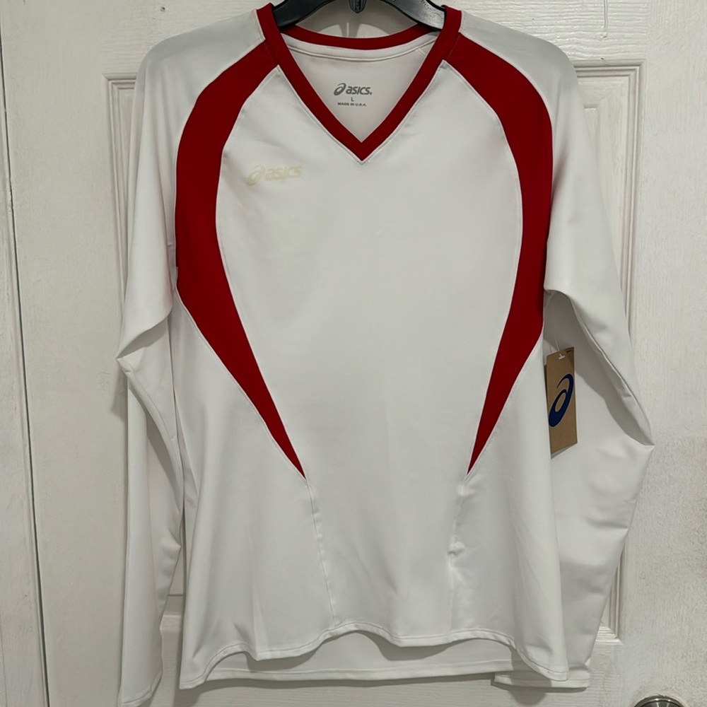 Brand new WTG ASICS White and Red Activity Long Sleeve Top for Women Size Large